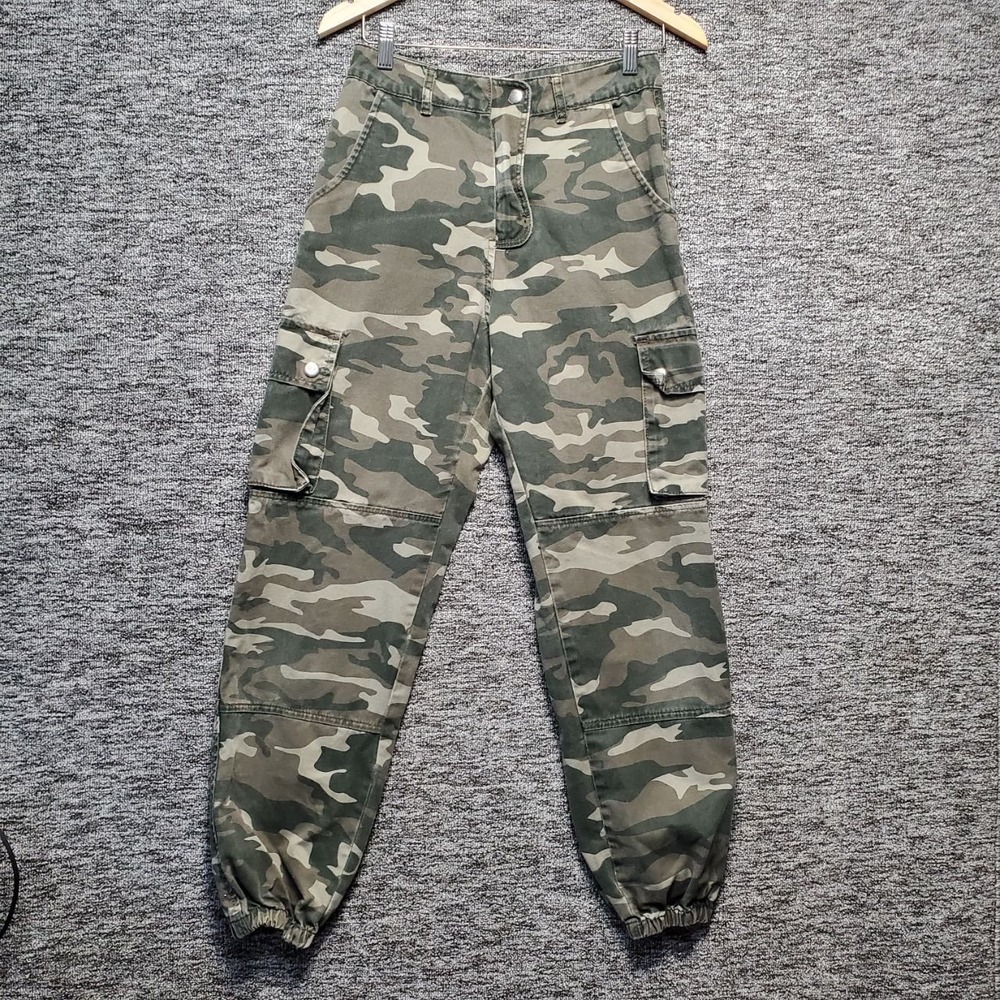 Urban Heritage Cargo Jogger Pants Womens Small Green Camo Y2K Streetwear Utility